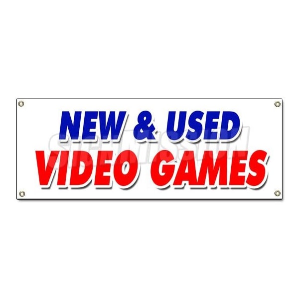 Signmission NEW AND USED VIDEO GAMES BANNER SIGN huge sale game retail store B-New And Used Video Games - main